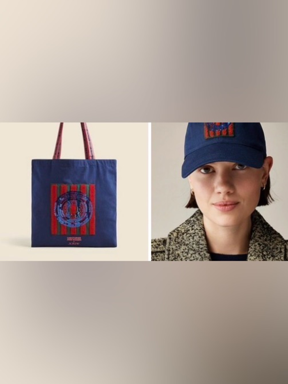 NEW‎ J. Crew X Christopher John Rogers Women's Navy Sequin Baseball Hat & Tote